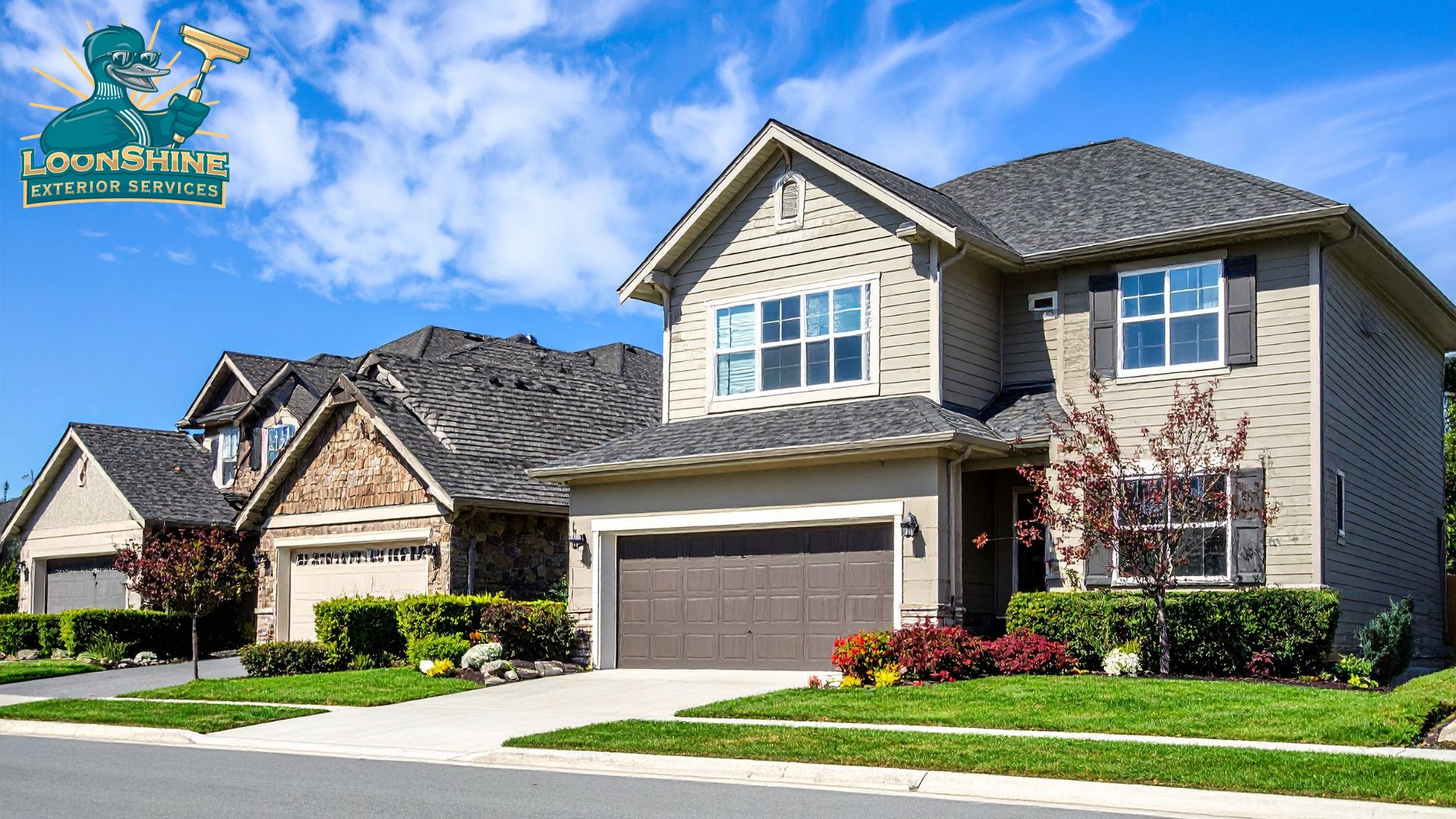 exterior of a suburban home - LoonShine Exterior Services reliable window washers for multi floor suburban homes